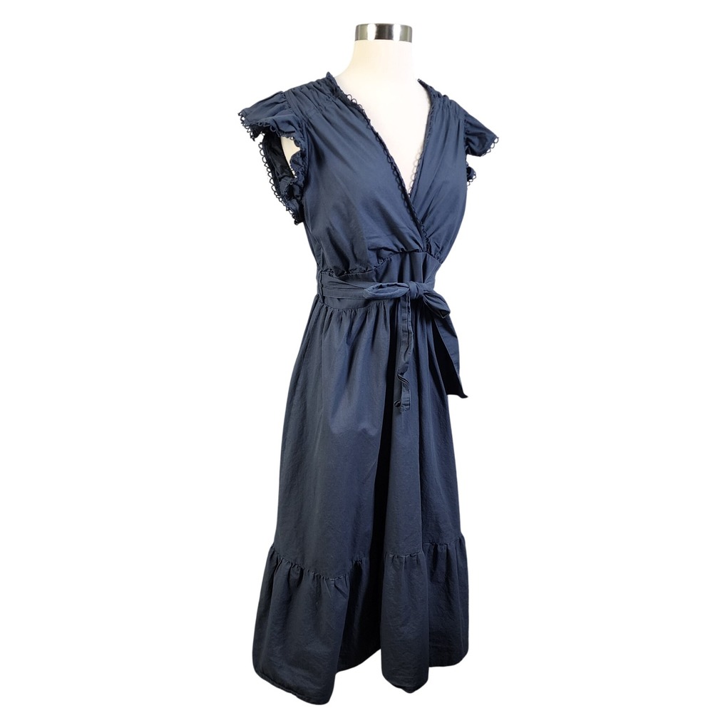 Pinch Womens Deep Navy Eyelet Detail Midi Dress Size Large Cotton Blue - Picture 4 of 13